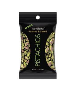 PAM070146A25M WONDERFUL PISTACHIOS, DRY ROASTED AND SALTED, 2.5 OZ, 8/BOX