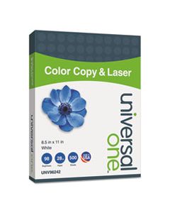 UNV96242 DELUXE COLOR COPY & LASER PAPER, 98 BRIGHT, 28LB, 8.5 X 11, WHITE, 500/REAM