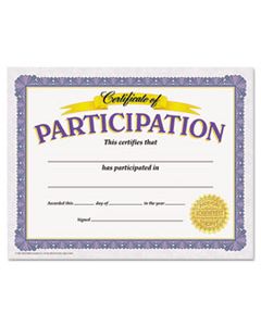 TEPT11303 AWARDS AND CERTIFICATES, PARTICIPATION, 8 1/2 X 11, WHITE/PURPLE/GOLD