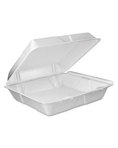 DCC90HTPF1VR FOAM VENTED HINGED LID CONTAINERS, 9W X 9 2/5D X 3H, WHITE, 100/PK, 2 PK/CT