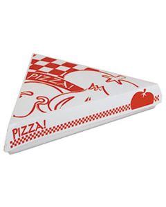 SCH07196 LOCK-CORNER PIZZA BOXES, CARDBOARD, FOR 8" SLICES, WHITE/RED, 400/CARTON