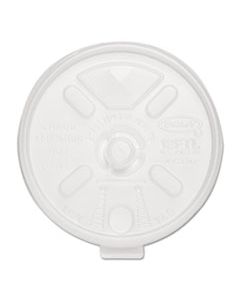 DCC12FTLS LIFT N' LOCK PLASTIC HOT CUP LIDS, WITH STRAW SLOT, FITS 10 OZ TO 14 OZ CUPS, TRANSLUCENT, 100/SLEEVE, 10 SLEEVES/CARTON