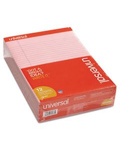 UNV35883 COLORED PERFORATED WRITING PADS, WIDE/LEGAL RULE, 8.5 X 11, PINK, 50 SHEETS, DOZEN