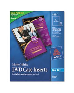 AVE8891 INKJET DVD CASE INSERTS, MATTE WHITE, 20/PACK