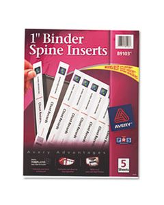 AVE89103 BINDER SPINE INSERTS, 1" SPINE WIDTH, 8 INSERTS/SHEET, 5 SHEETS/PACK