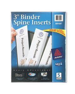 AVE89109 BINDER SPINE INSERTS, 3" SPINE WIDTH, 3 INSERTS/SHEET, 5 SHEETS/PACK