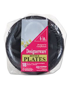 WNADWP6180BK DESIGNERWARE PLASTIC PLATES, 6 INCHES, BLACK, ROUND, 10/PACK