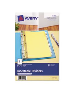 AVE11102 INSERTABLE STANDARD TAB DIVIDERS, 5-TAB, 8 1/2 X 5 1/2