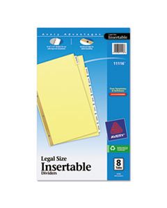 AVE11116 INSERTABLE STANDARD TAB DIVIDERS, 8-TAB, LEGAL