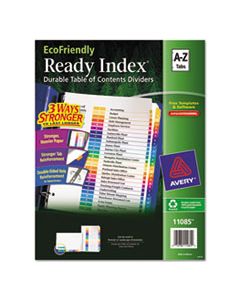 AVE11085 CUSTOMIZABLE TABLE OF CONTENTS READY INDEX DIVIDERS WITH MULTICOLOR TABS, 26-TAB, A TO Z, 11 X 8.5, WHITE, 1 SET