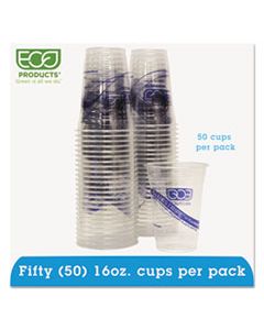 ECOEPCR16PK BLUESTRIPE 25% RECYCLED CONTENT COLD CUPS CONVENIENCE PACK, 16 OZ, CLEAR/BLUE, 50/PACK