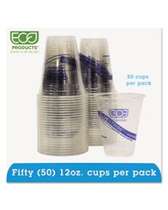 ECOEPCR12PK BLUESTRIPE 25% RECYCLED CONTENT COLD CUPS CONVENIENCE PACK, 12 OZ, CLEAR/BLUE, 50/PACK