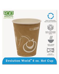 ECOEPBRHC8EW EVOLUTION WORLD 24% RECYCLED CONTENT HOT CUPS, 8 OZ, 50/PACK, 20 PACKS/CARTON
