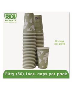 ECOEPBHC16WAPK WORLD ART RENEWABLE AND COMPOSTABLE HOT CUPS, 16 OZ, MOSS, 50/PACK