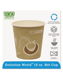 ECOEPBRHC10EW EVOLUTION WORLD 24% RECYCLED CONTENT HOT CUPS, 10 OZ, 50/PACK, 20 PACKS/CARTON