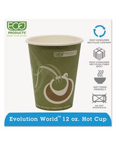 ECOEPBRHC12EW EVOLUTION WORLD 24% RECYCLED CONTENT HOT CUPS, 12 OZ, 50/PACK, 20 PACKS/CARTON