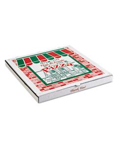 ARV9204393 CORRUGATED STOREFRONT PIZZA BOXES, KRAFT, 20 X 20, WHITE/RED/GREEN, 25/CARTON