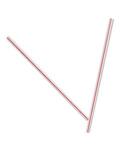 DXEHS5CC UNWRAPPED HOLLOW STIR-STRAWS, 5", PLASTIC, WHITE/RED, 1000/BOX, 10 BOXES/CARTON