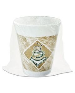 DCC8X8GWRAP CAFE G FOAM HOT/COLD CUPS, 8 OZ, BROWN/GREEN/WHITE, INDIVIDUALLY WRAPPED, 45/SLEEVE, 20 SLEEVES/CARTON