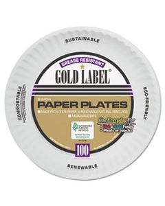 AJMCP9GOAWH COATED PAPER PLATES, 9 INCHES, WHITE, ROUND, 100/PACK