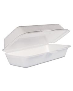 DCC72HT1 FOAM HOT DOG CONTAINER/HINGED LID, 7-1/1 X3-4/5X2-3/10, WHITE,125/BAG, 4 BAGS/CT