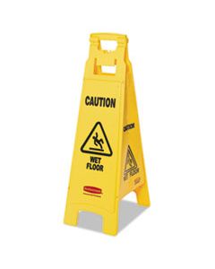 RCP611477YEL CAUTION WET FLOOR FLOOR SIGN, 4-SIDED, PLASTIC, 12 X 16 X 38, YELLOW