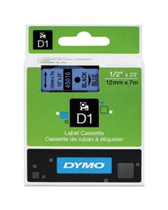 DYM45016 D1 HIGH-PERFORMANCE POLYESTER REMOVABLE LABEL TAPE, 0.5" X 23 FT, BLACK ON BLUE