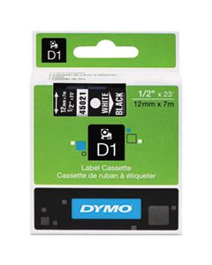 DYM45021 D1 HIGH-PERFORMANCE POLYESTER REMOVABLE LABEL TAPE, 0.5" X 23 FT, WHITE ON BLACK