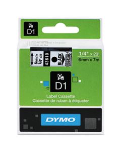 DYM43610 D1 HIGH-PERFORMANCE POLYESTER REMOVABLE LABEL TAPE, 0.25" X 23 FT, BLACK ON CLEAR