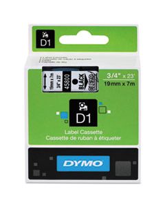 DYM45800 D1 HIGH-PERFORMANCE POLYESTER REMOVABLE LABEL TAPE, 0.75" X 23 FT, BLACK ON CLEAR
