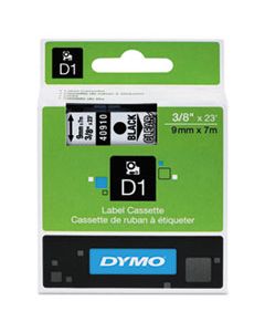 DYM40910 D1 HIGH-PERFORMANCE POLYESTER REMOVABLE LABEL TAPE, 0.37" X 23 FT, BLACK ON CLEAR