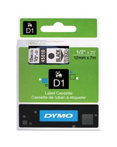 DYM45010 D1 HIGH-PERFORMANCE POLYESTER REMOVABLE LABEL TAPE, 0.5" X 23 FT, BLACK ON CLEAR