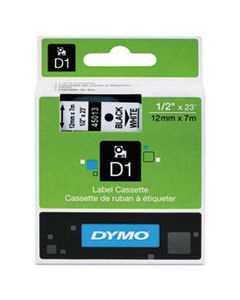 DYM45013 D1 HIGH-PERFORMANCE POLYESTER REMOVABLE LABEL TAPE, 0.5" X 23 FT, BLACK ON WHITE