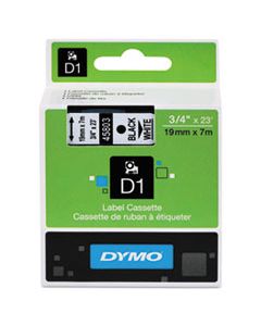 DYM45803 D1 HIGH-PERFORMANCE POLYESTER REMOVABLE LABEL TAPE, 0.75" X 23 FT, BLACK ON WHITE