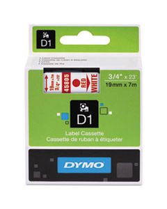 DYM45805 D1 HIGH-PERFORMANCE POLYESTER REMOVABLE LABEL TAPE, 0.75" X 23 FT, RED ON WHITE