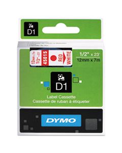 DYM45015 D1 HIGH-PERFORMANCE POLYESTER REMOVABLE LABEL TAPE, 0.5" X 23 FT, RED ON WHITE
