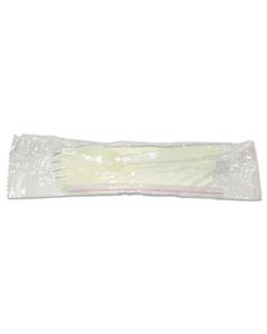 GENSCHOOLKIT WRAPPED CUTLERY KIT, SPORK/STRAW/NAPKIN, 5.25", WHITE, 1000/CARTON