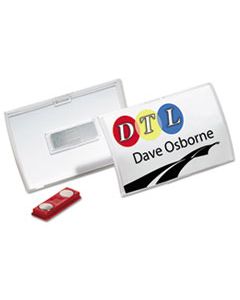 DBL821519 CLICK-FOLD CONVEX NAME BADGE HOLDER, DOUBLE MAGNETS, 3 3/4 X 2 1/4, CLEAR, 10/PK
