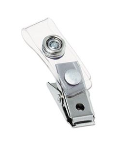 GBC1122897 BADGE CLIPS W/PLASTIC STRAPS, 0.5" X 1.5", SILVER, 100/BOX