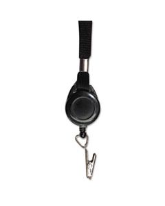 AVT75549 LANYARDS WITH RETRACTABLE ID REELS, CLIP STYLE, 34" LONG, BLACK, 12/CARTON