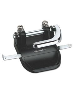 SWI74060 40-SHEET HEAVY-DUTY STEEL TWO-HOLE PUNCH, 1/4" HOLES, STEEL, BLACK/CHROME