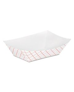 DXERP50 KANT LEEK CLAY-COATED PAPER FOOD TRAY, 3 3/4 X 1 2/5 X 5 3/10, RED PLAID