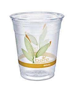 DCCRTP12BAREPK BARE ECO-FORWARD RPET COLD CUPS, 12 OZ TO 14 OZ, LEAF DESIGN, CLEAR, SQUAT, 50/PACK