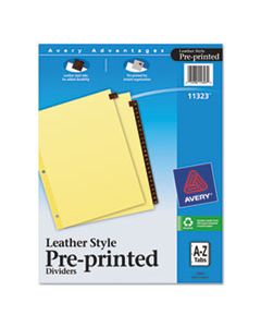 AVE11323 PREPRINTED RED LEATHER TAB DIVIDERS W/CLEAR REINFORCED EDGE, 25-TAB, LTR