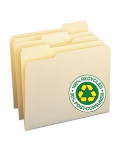 SMD10339 100% RECYCLED MANILA TOP TAB FILE FOLDERS, 1/3-CUT TABS, LETTER SIZE, 100/BOX