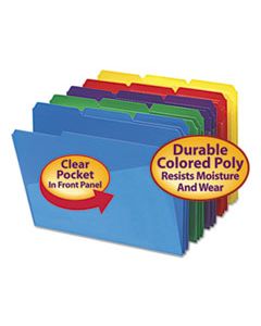 SMD10540 POLY COLORED FILE FOLDERS WITH SLASH POCKET, 1/3-CUT TABS, LETTER SIZE, ASSORTED, 30/BOX