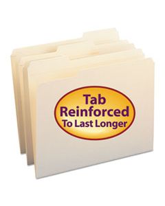 SMD10334 REINFORCED TAB MANILA FILE FOLDERS, 1/3-CUT TABS, LETTER SIZE, 11 PT. MANILA, 100/BOX