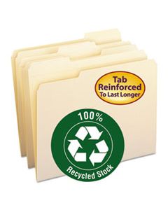 SMD10347 100% RECYCLED REINFORCED TOP TAB FILE FOLDERS, 1/3-CUT TABS, LETTER SIZE, MANILA, 100/BOX