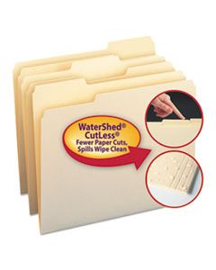 SMD10343 WATERSHED/CUTLESS FILE FOLDERS, 1/3-CUT TABS, LETTER SIZE, MANILA, 100/BOX
