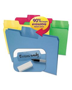 SMD10480 ERASABLE SUPERTAB FILE FOLDERS, 1/3-CUT TABS, LETTER SIZE, ASSORTED, 24/PACK